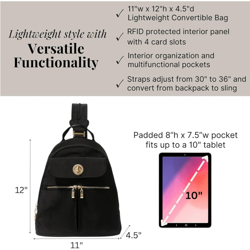 Baggallini Naples Convertible Backpack - Picture 9 of 12